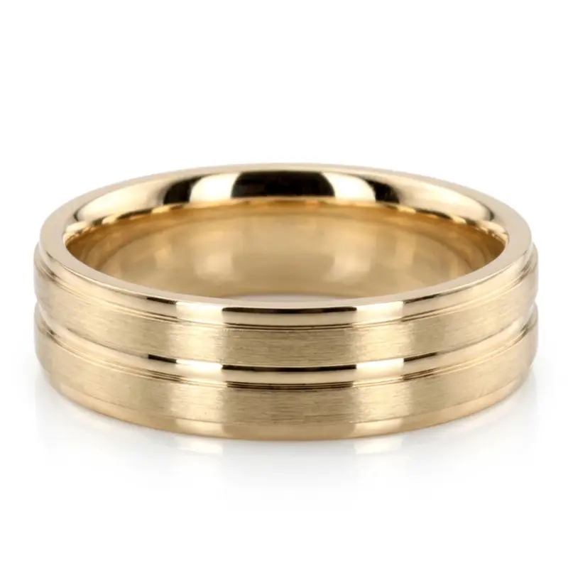 10K yellow gold 6mm. satin basic-carved-wedding-ring - alternate view 2