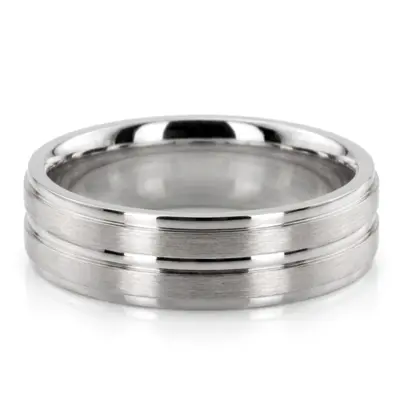 10K white gold 6mm. satin basic-carved-wedding-ring - alternate view 4 thumbnail