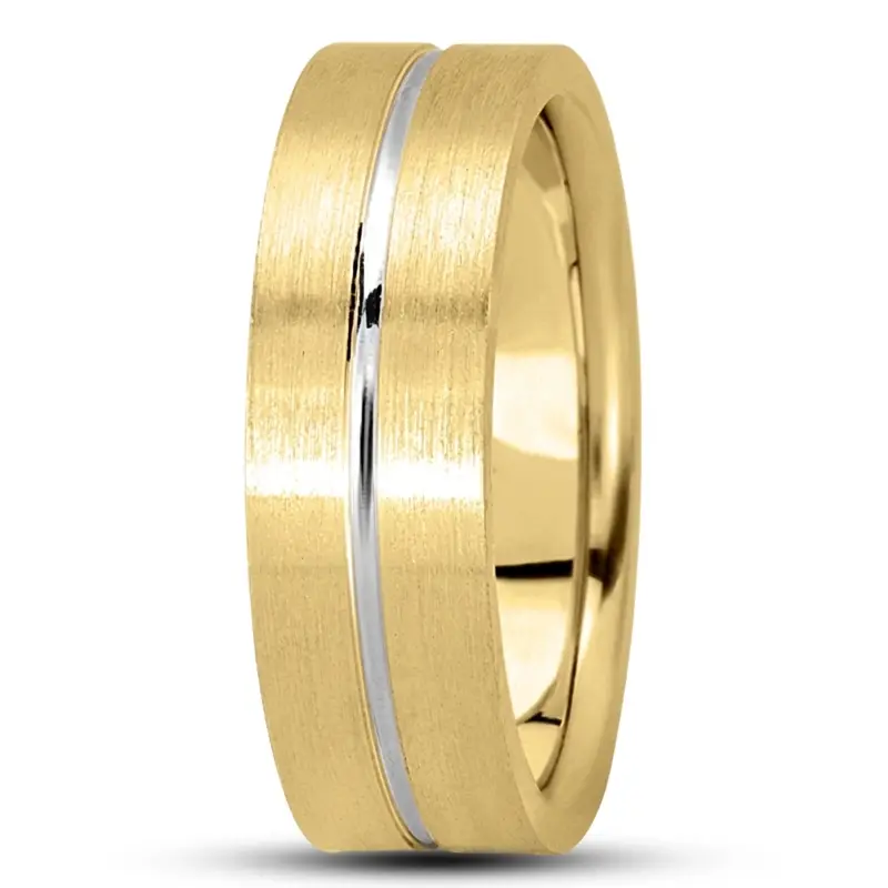 10K yellow-white-yellow gold 7mm. satin basic-simple-wedding-bands - alternate view 3