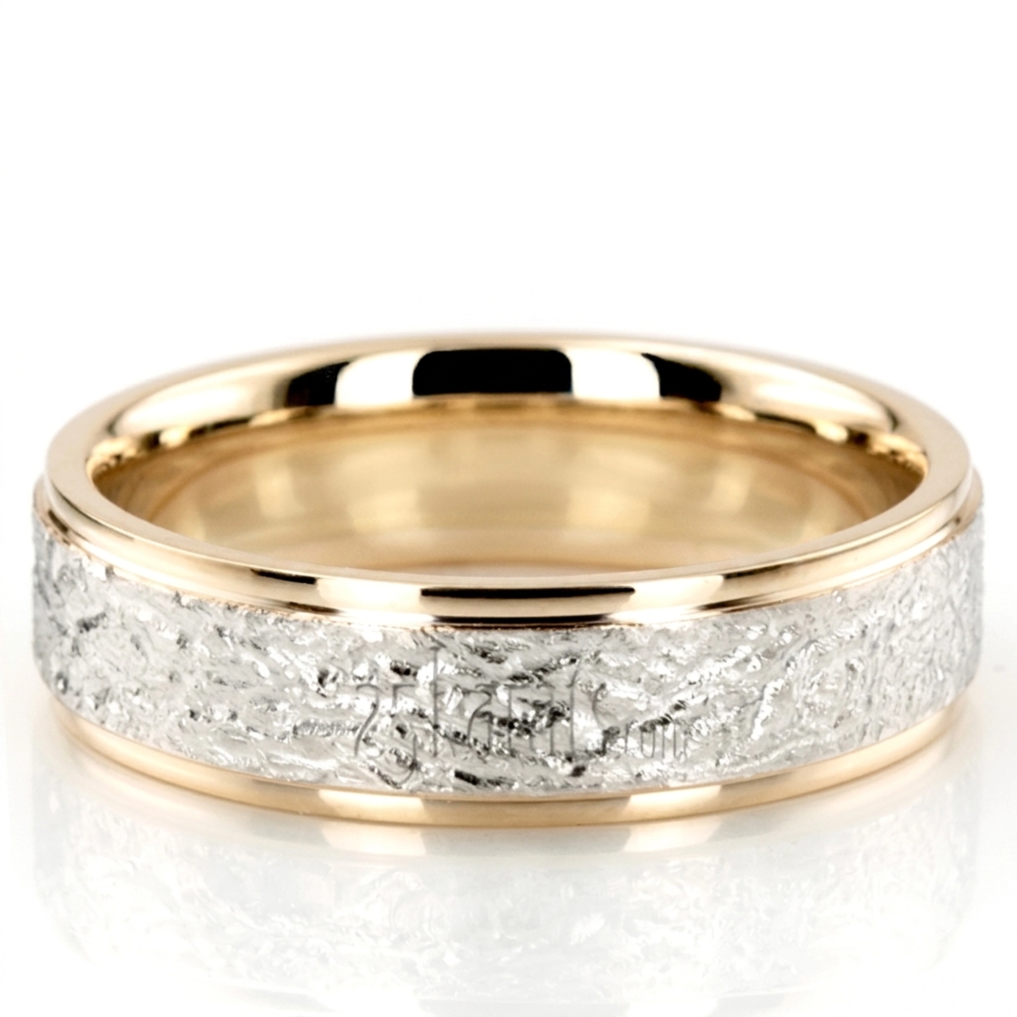 10K yellow-white-yellow gold 6mm. same as picture diamond-carved-wedding-bands - main view