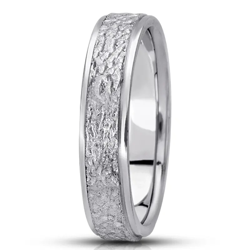 18K white gold 5mm. same as picture diamond-carved-wedding-bands - alternate view 5