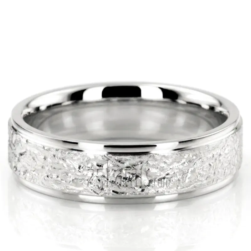 18K white gold 6mm. same as picture diamond-carved-wedding-bands - alternate view 2