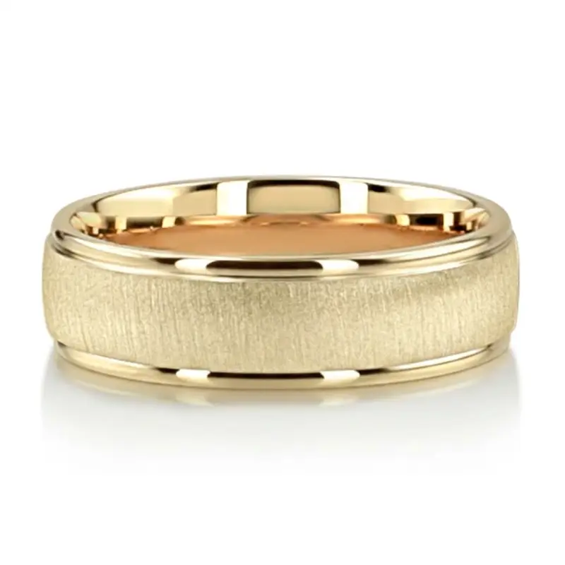 10K yellow gold 7mm. cross satin two-tone-wedding-band - alternate view 3