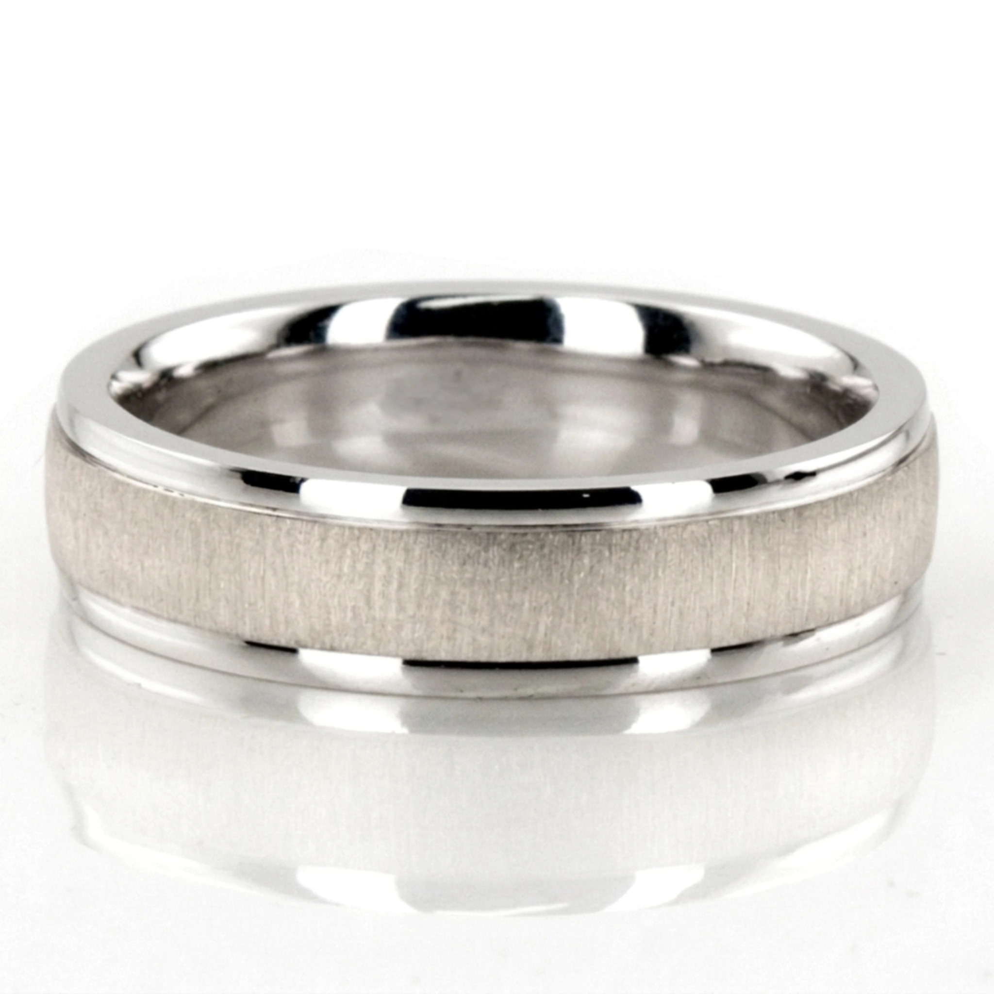10K white gold 5mm. cross satin two-tone-wedding-band - main view