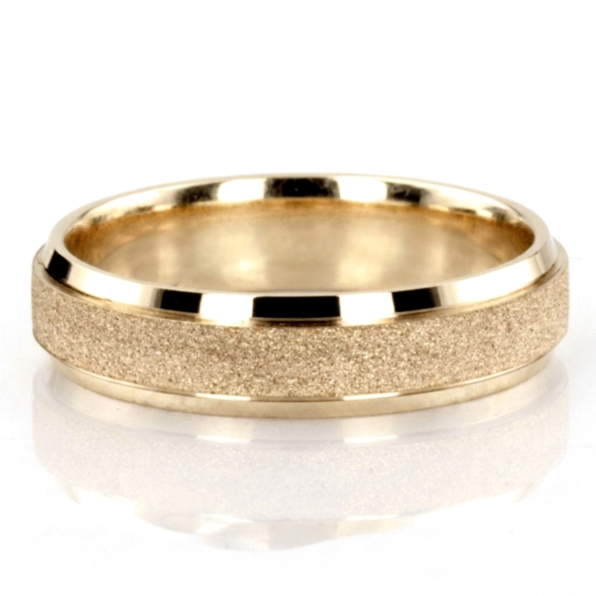10K yellow gold 6mm. stone finish two-tone-wedding-band - alternate view 3