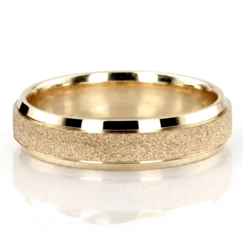 10K yellow gold 6mm. stone finish two-tone-wedding-band - alternate view 3