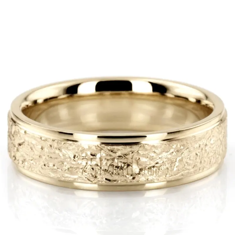 18K yellow gold 6mm. same as picture diamond-carved-wedding-bands - alternate view 3