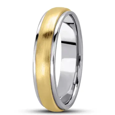 10K white-yellow-white gold 5mm. satin basic-carved-simple-wedding-bands - alternate view 7 thumbnail
