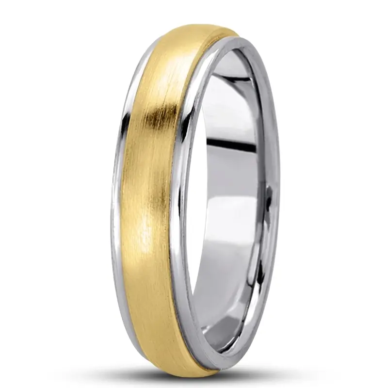 10K white-yellow-white gold 5mm. satin basic-carved-simple-wedding-bands - alternate view 7