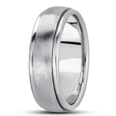 10K white gold 7mm. satin basic-carved-simple-wedding-bands - alternate view 4 thumbnail