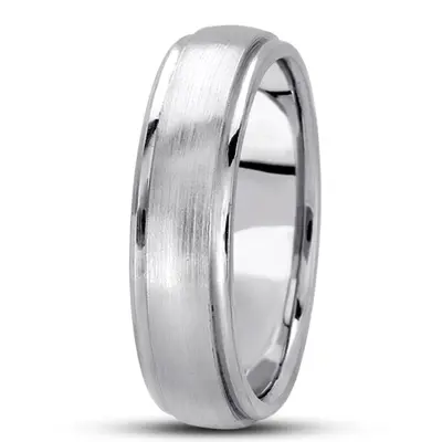 10K white gold 6mm. satin basic-carved-simple-wedding-bands - alternate view 3 thumbnail
