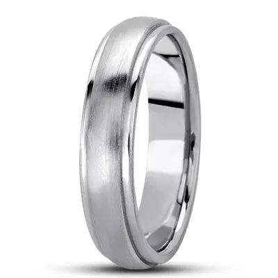 10K white gold 5mm. satin basic-carved-simple-wedding-bands - main view thumbnail