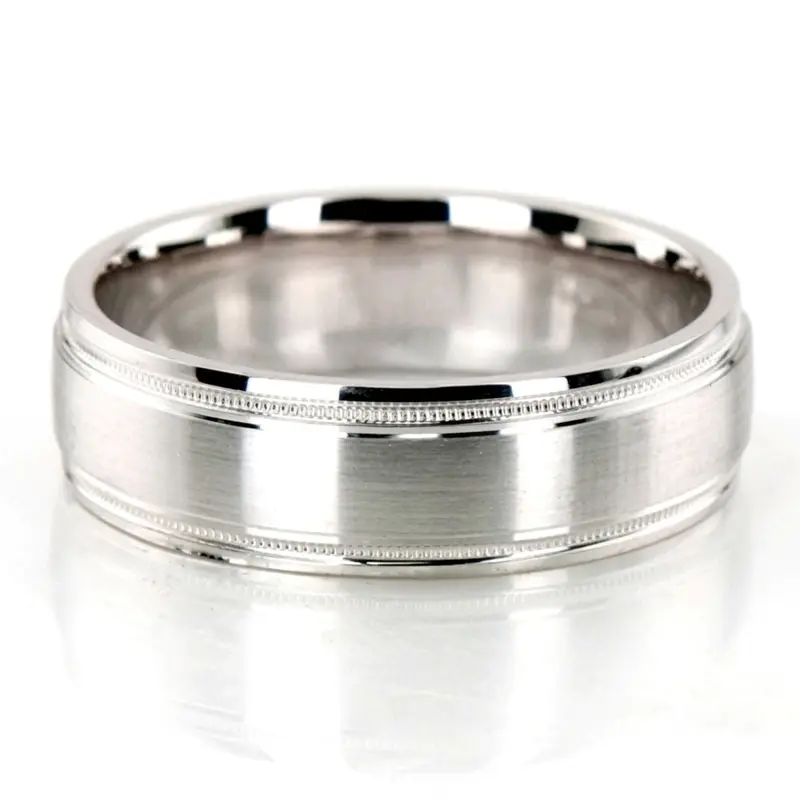 platinum 7mm. satin finish diamond-cut-wedding-band - alternate view 3