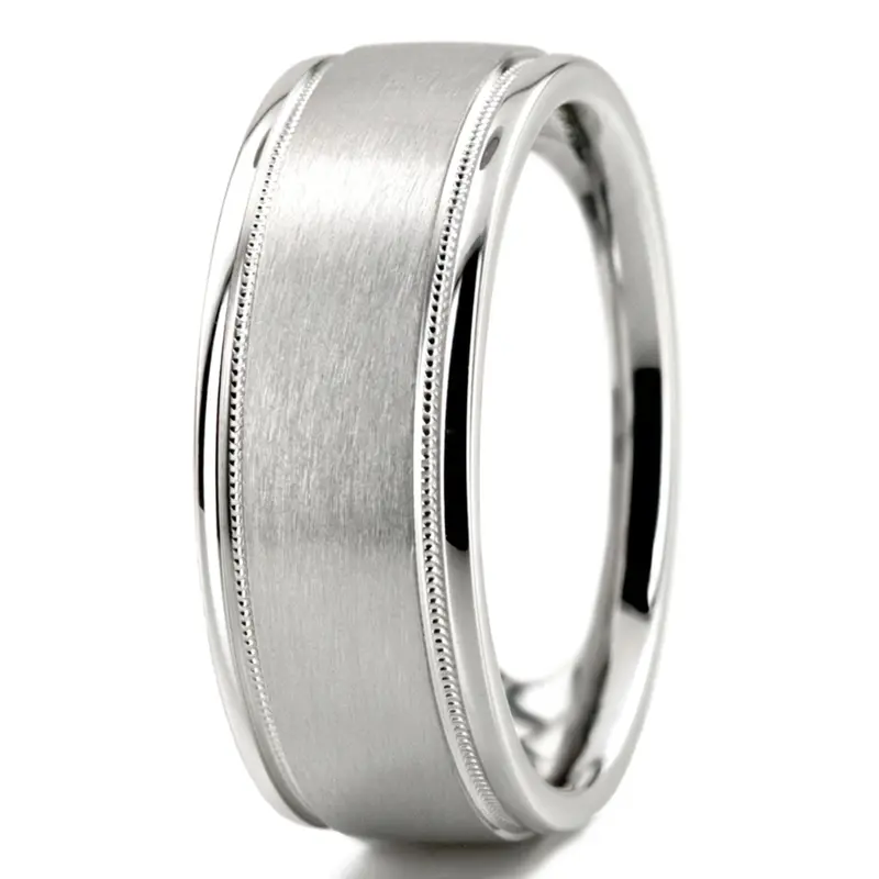 platinum 8mm. satin finish diamond-cut-wedding-band - alternate view 5