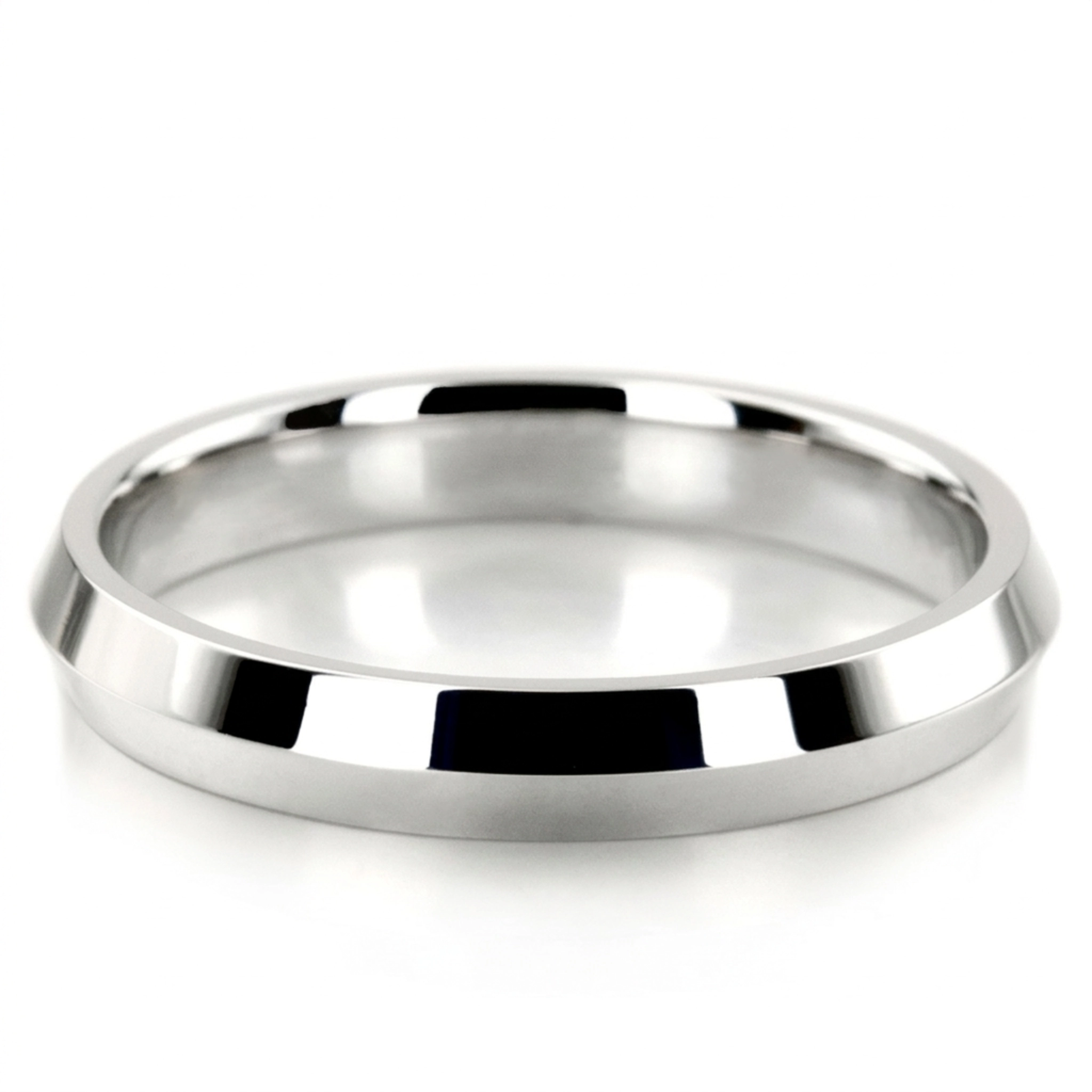 10K white gold 4mm. high polish diamond-cut-wedding-band - main view