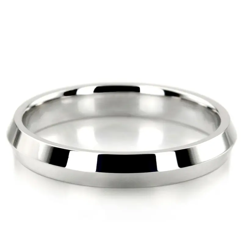 10K white gold 4mm. high polish diamond-cut-wedding-band - main view