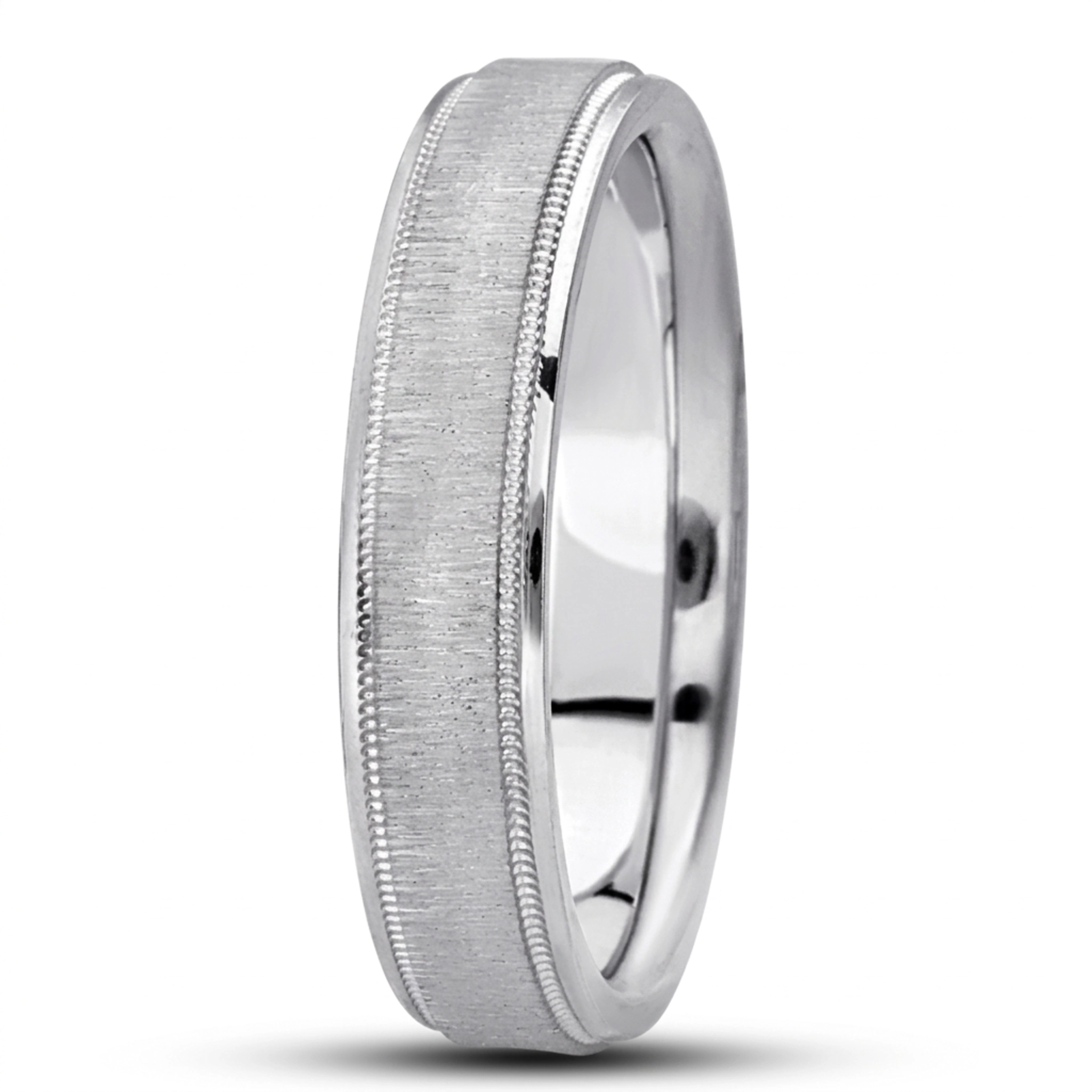 10K white gold 5mm. cross satin basic-carved-wedding-ring - main view