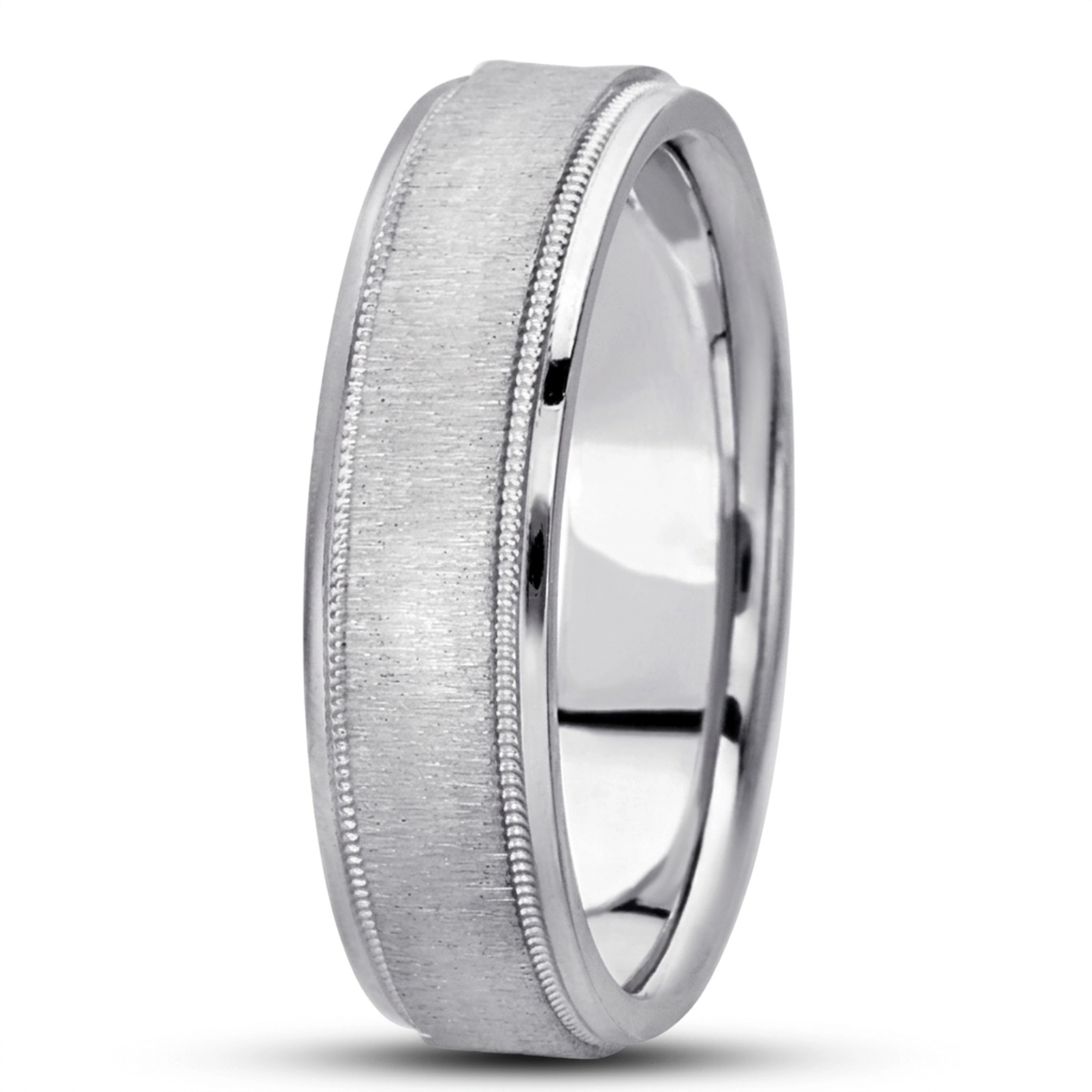10K white gold 6mm. cross satin basic-carved-wedding-ring - alternate view 8