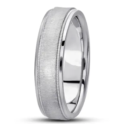 10K white gold 6mm. cross satin basic-carved-wedding-ring - alternate view 8 thumbnail