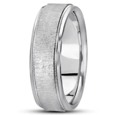 10K white gold 7mm. cross satin basic-carved-wedding-ring - alternate view 6 thumbnail