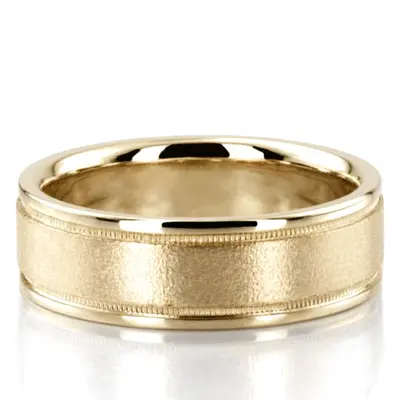 10K yellow gold 7mm. wire matte basic-carved-wedding-ring - alternate view 4 thumbnail