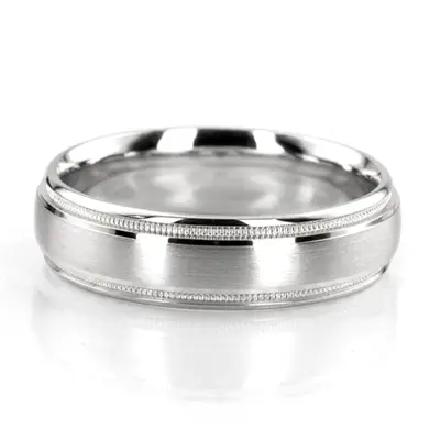 Incised Satin Finish Basic Carved Wedding Band 