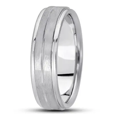 10K white gold 6mm. satin basic-carved-simple-wedding-bands - alternate view 4 thumbnail