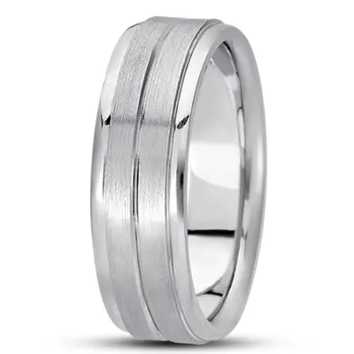 10K white gold 7mm. satin basic-carved-simple-wedding-bands - alternate view 5 thumbnail