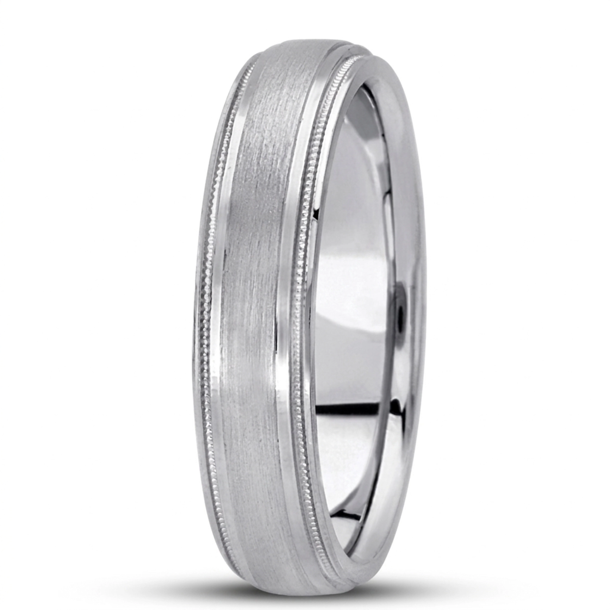 10K white gold 5mm. satin finish basic-carved-wedding-ring - alternate view 5