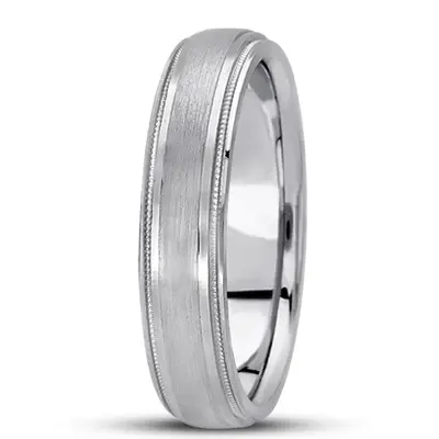 10K white gold 5mm. satin finish basic-carved-wedding-ring - alternate view 5 thumbnail