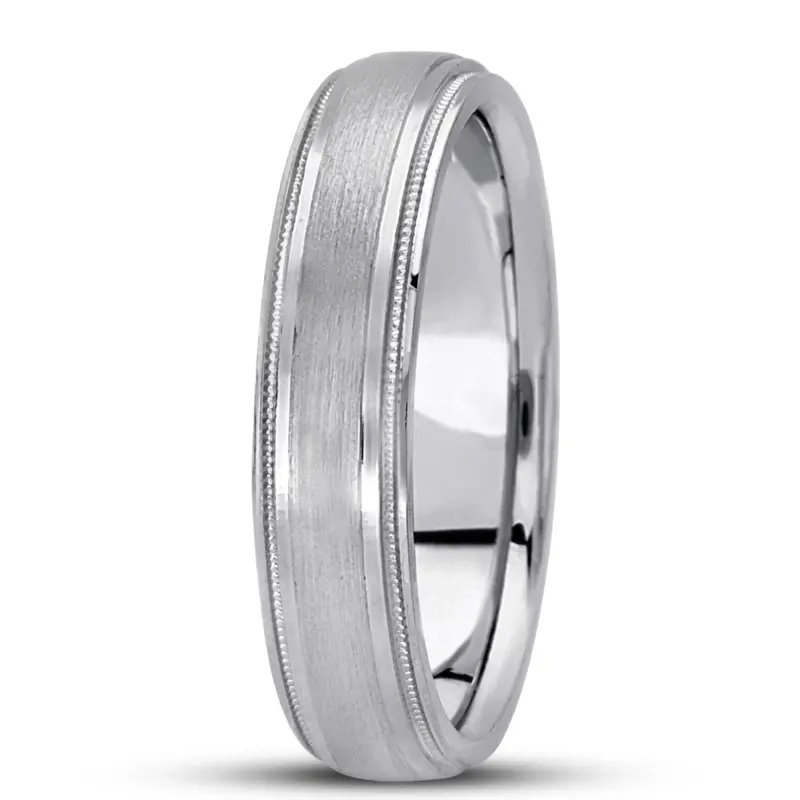 10K white gold 5mm. satin finish basic-carved-wedding-ring - alternate view 5