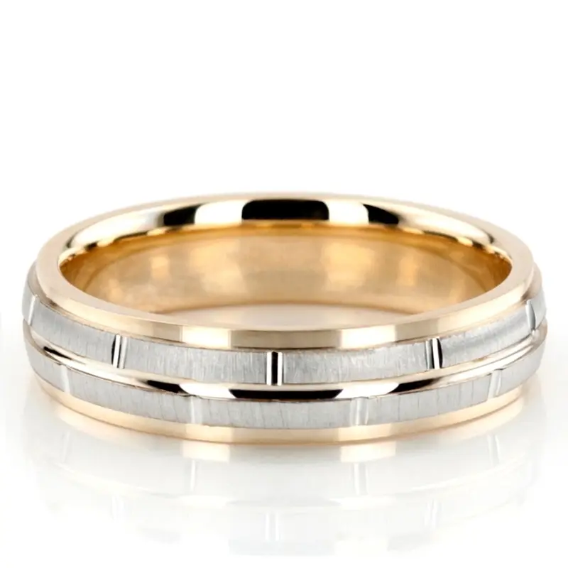 10K y-w-y-w-y gold 5mm. cross satin diamond-carved-wedding-ring - alternate view 2