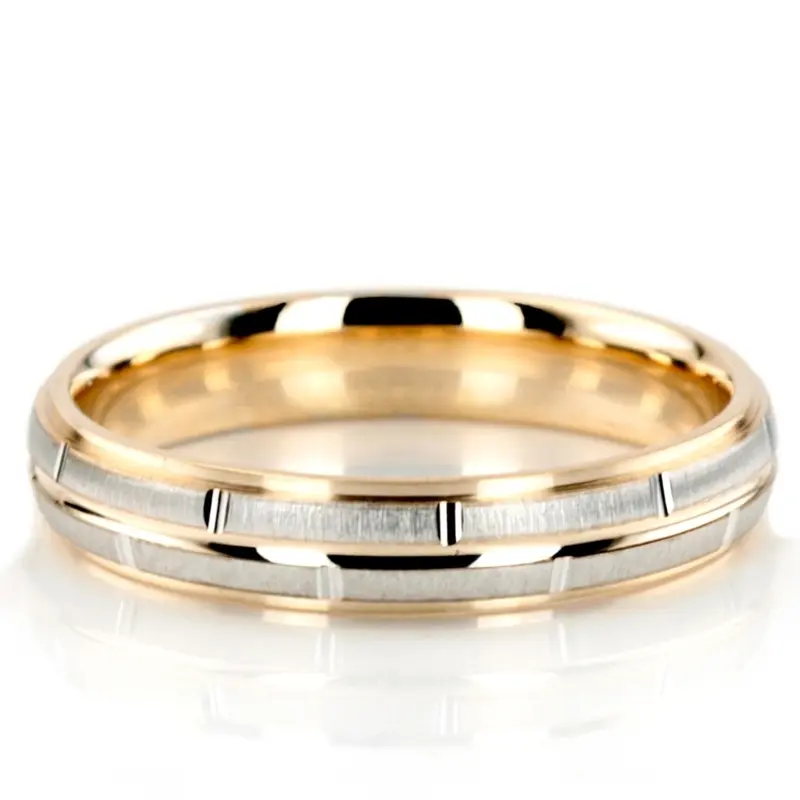 10K y-w-y-w-y gold 4mm. cross satin diamond-carved-wedding-ring - alternate view 11