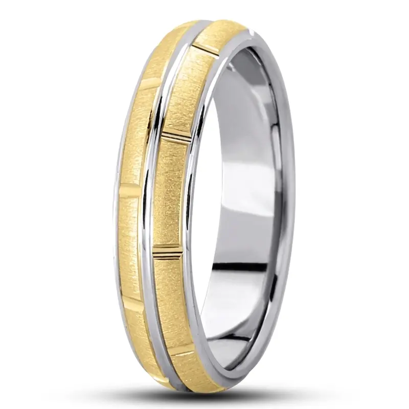 10K w-y-w-y-w gold 5mm. cross satin diamond-carved-wedding-ring - alternate view 10