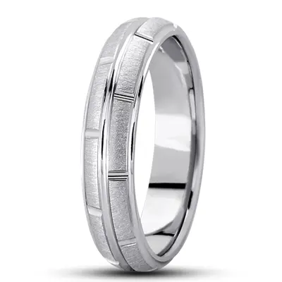 10K white gold 5mm. cross satin diamond-carved-wedding-ring - alternate view 9 thumbnail