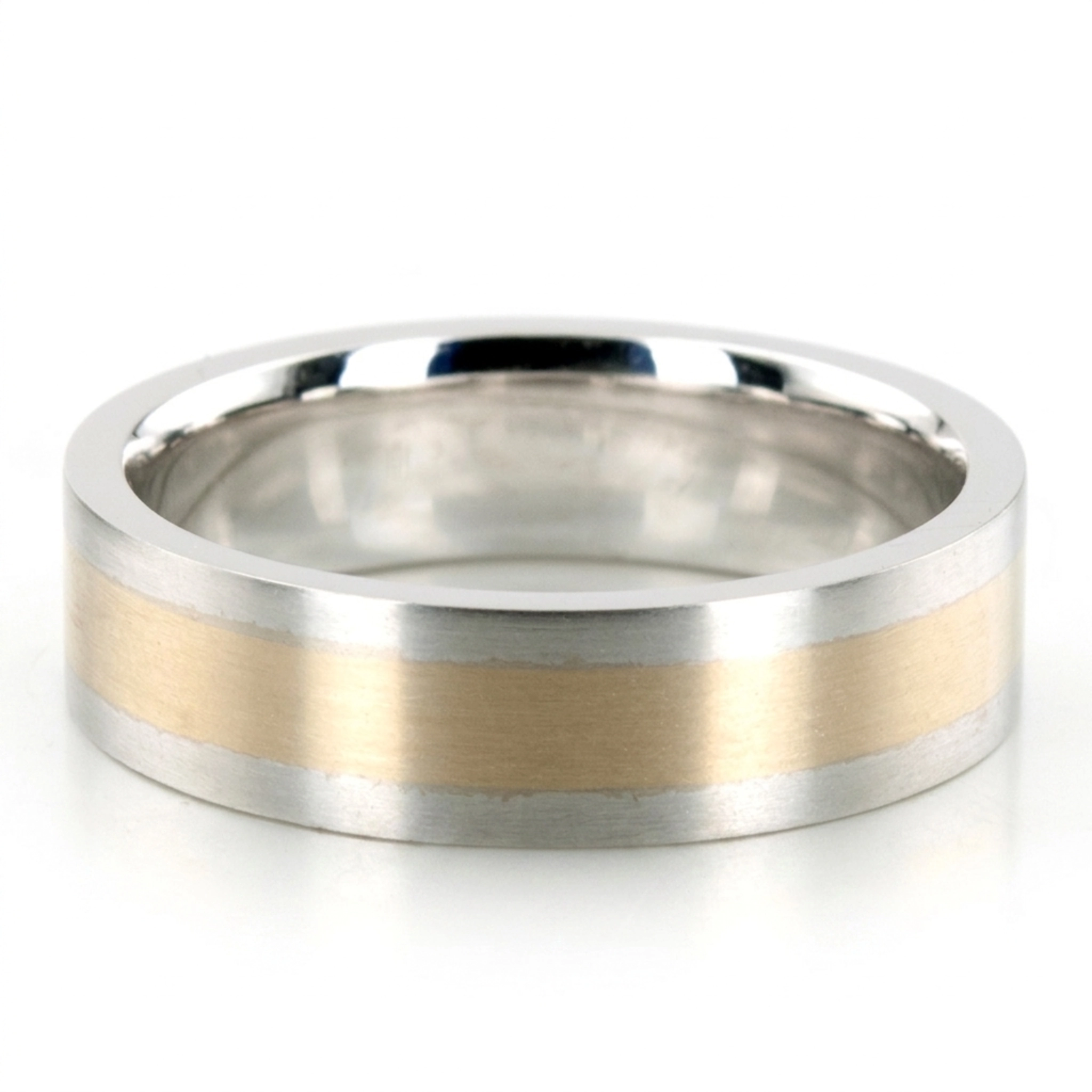 10K same as picture gold 6mm. satin two-tone-wedding-band - alternate view 2