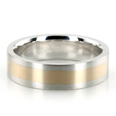 10K same as picture gold 6mm. satin two-tone-wedding-band - alternate view 2 thumbnail