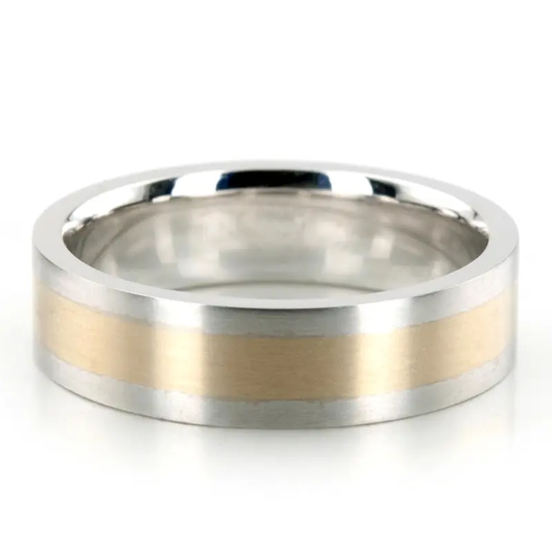 10K same as picture gold 6mm. satin two-tone-wedding-band - alternate view 2