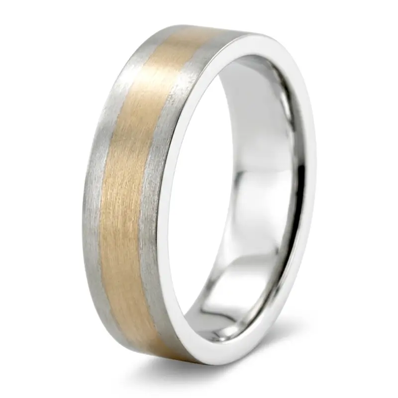 10K same as picture gold 6mm. satin two-tone-wedding-band - main view