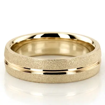 10K yellow gold 6mm. stone finish two-tone-wedding-band - alternate view 2 thumbnail