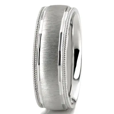 10K white gold 7mm. cross satin basic-diamond-carved-wedding-ring - alternate view 4 thumbnail