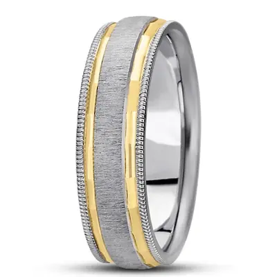 10K w-y-w-y-w gold 7mm. cross satin basic-diamond-carved-wedding-ring - alternate view 3 thumbnail