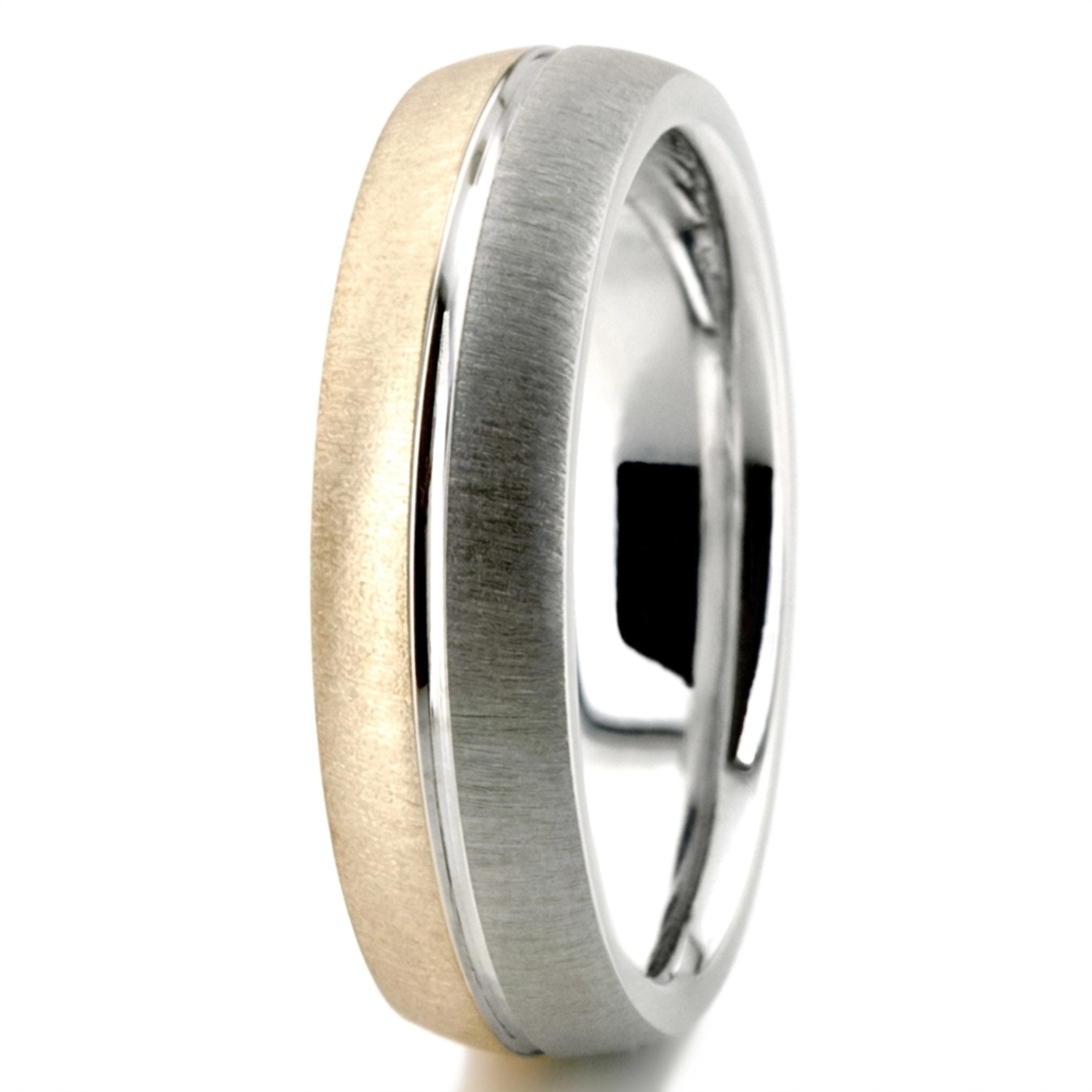 10K same as picture gold 5mm. cross satin two-tone-wedding-band - alternate view 2