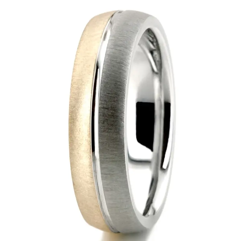 14K same as picture gold 5mm. cross satin two-tone-wedding-band - alternate view 2