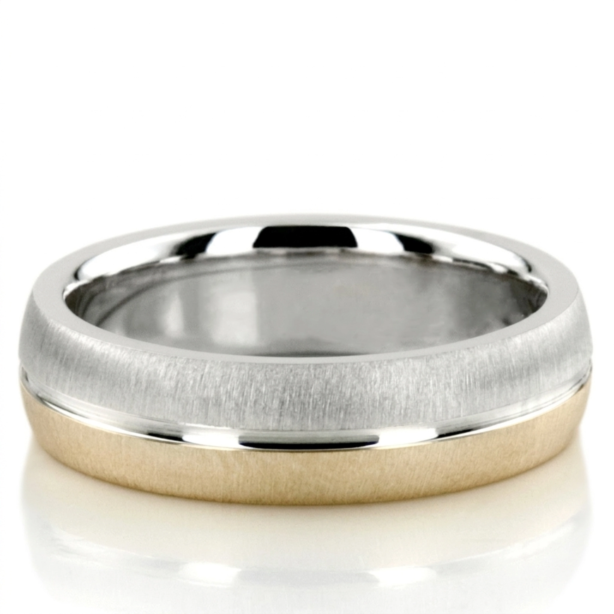 10K same as picture gold 5mm. cross satin two-tone-wedding-band - main view