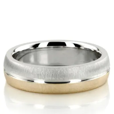 Symmetrical Two-Tone Basic Carved Wedding Ring 