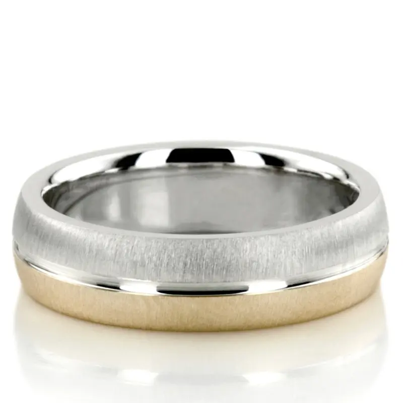 14K same as picture gold 5mm. cross satin two-tone-wedding-band - main view