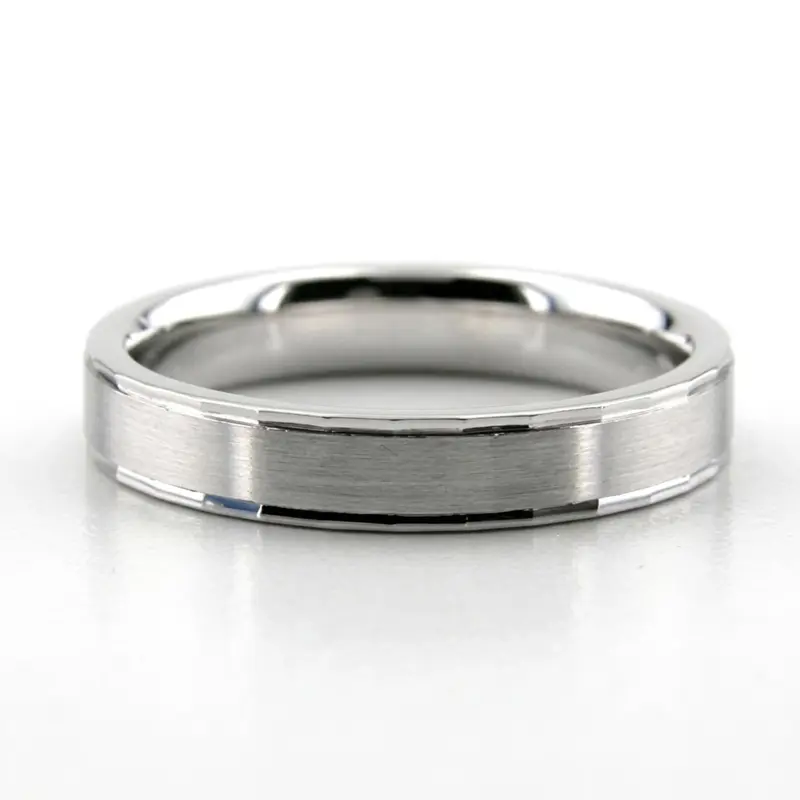 10K white gold 4mm. satin finish diamond-cut-wedding-band - alternate view 3