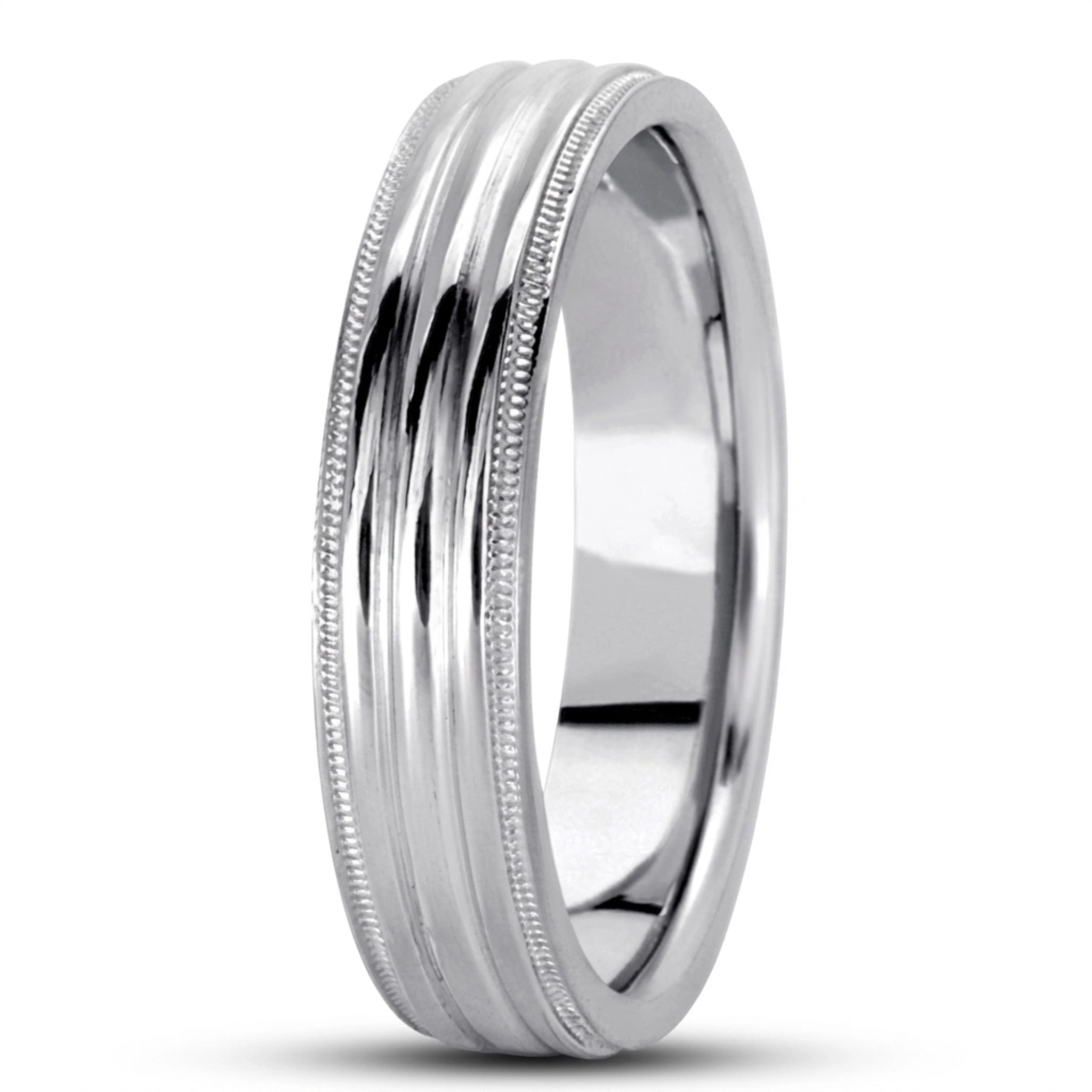 10K white gold 6mm. high polish basic-carved-simple-wedding-bands - alternate view 4