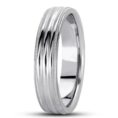 10K white gold 6mm. high polish basic-carved-simple-wedding-bands - alternate view 4 thumbnail